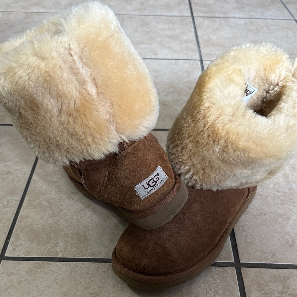 UGG Brown and Cream Shearling Boots
